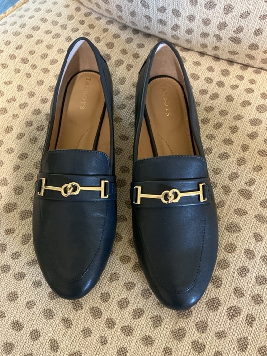 Talbots Shoes - NWTbTalbots Navy Leather Loafers with Gold Bit Detail